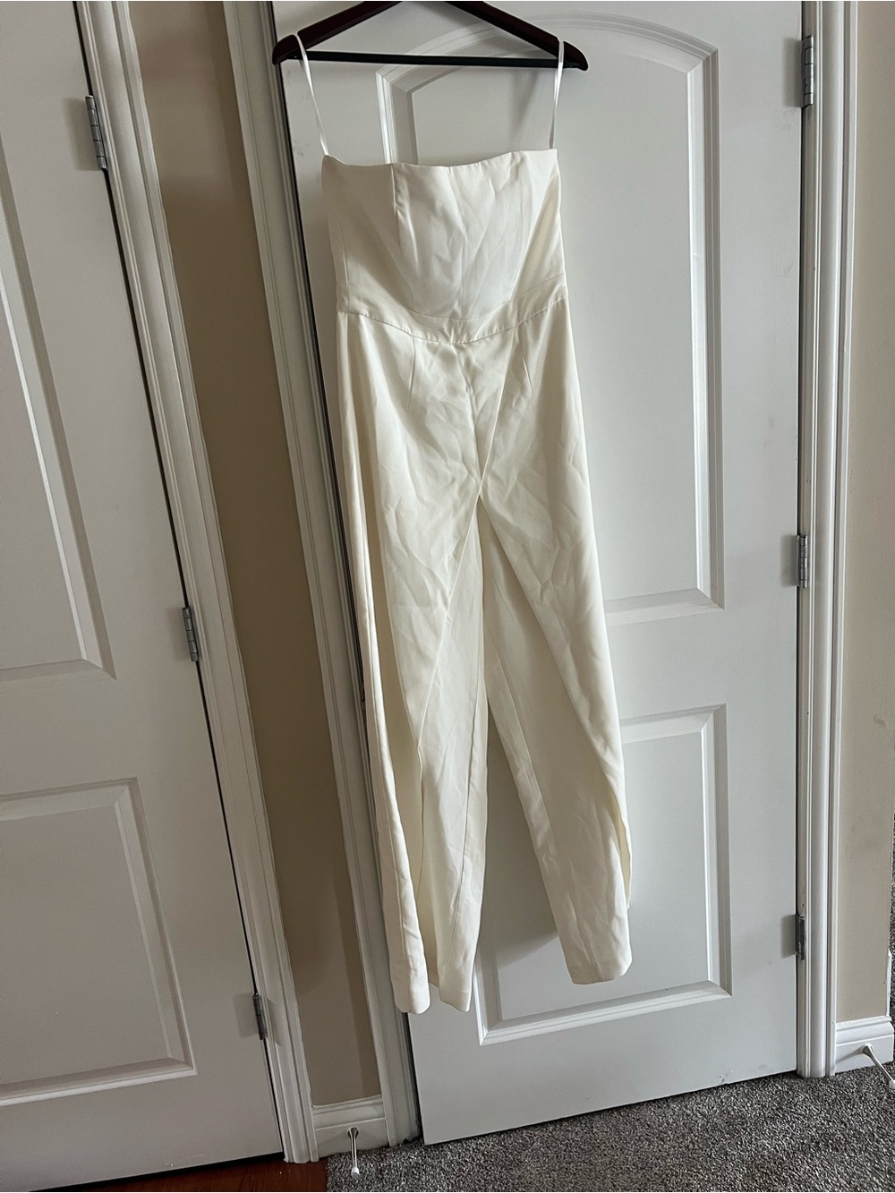White House Black Market Cream Strapless Jumpsuit Romper